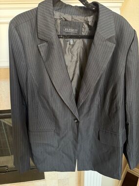 Eloquii Charcoal Pinstripe Single-Button Blazer Black SZ 18